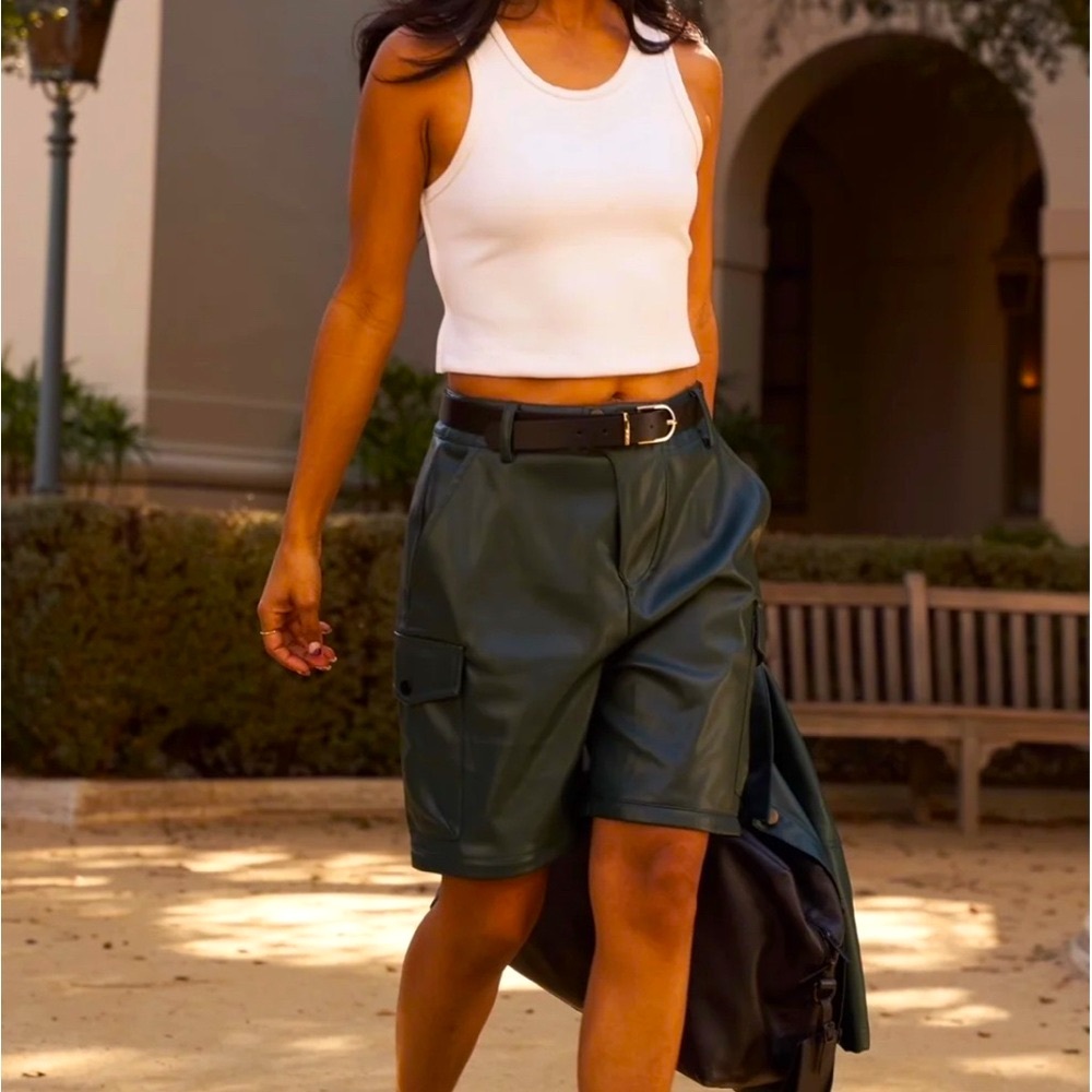 Vegan Leather Convertible Cargo Pants
